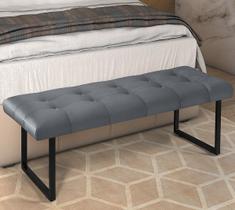 Banco Dacar com Pés de Ferro Linho Cinza 130cm