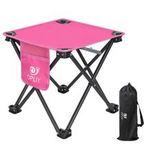 Banco de acampamento Opliy, apoio para pés dobrável, 34 cm, rosa com bolsa