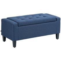 Banco de armazenamento Ottoman HOMCOM 91cm de linho azul escuro Banco de armazenamento Ottoman HOMCOM 91cm de linho azul escuro