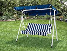 Banco de Balanço 3 Pessoas Listrada Azul 153x170x115cm Just Home Collection Banco de Balanço 3 Pessoas Listrada Azul 153x170x115cm Just Home Collection