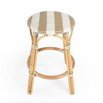 Banco de balcão Offex Rattan redondo sem encosto bege e branco