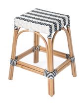 Banco de balcão Offex Robias Rattan azul marinho e branco 50x44x62cm