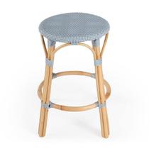 Banco de balcão Offex Thick Bent Rattan redondo azul