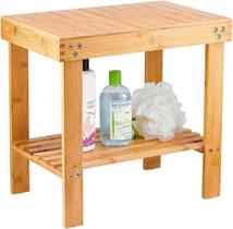 Banco de bambu VaeFae 44x28x41cm Pés antiderrapantes
