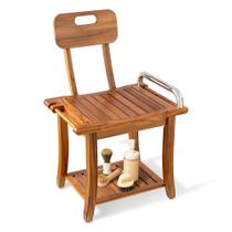 Banco de banho de teca Fun Memories à prova d'água com armazenamento