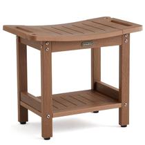 Banco de banho KaimuBench impermeável com chuveiro interno marrom
