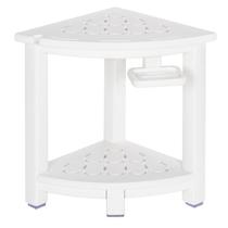 Banco de banho NALONE Corner HDPE com prateleira de armazenamento branca