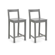 Banco de bar Amazon Basics de madeira com encosto cinza, conjunto de 2