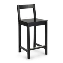 Banco de bar Amazon Basics de madeira com encosto preto