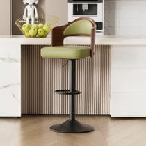 Banco de bar Daluvenix Swivel Swivel Wooden Estofado em Couro PU Verde Banco de bar Daluvenix Swivel Swivel Wooden Estofado em Couro PU Verde