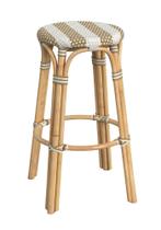 Banco de bar Offex Transitional Round Bege Rattan sem encosto