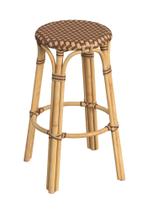 Banco de bar Offex Transitional Round Brown Rattan sem encosto