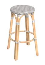 Banco de bar Offex Transitional Round Grey Rattan sem encosto