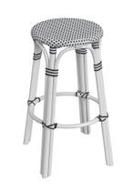 Banco de bar Offex Transitional Round White Rattan sem encosto