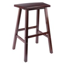 Banco de bar Winsome Katashi em forma de ventilador, madeira maciça, nogueira, 73 cm