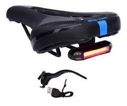 Banco de bicicleta selim gts-tec vazado preto/verde led usb