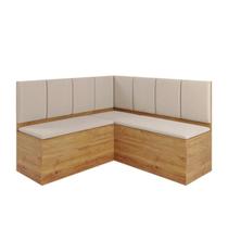 Banco de Canto Baú para Mesa de Jantar Soberano Linho Cinza e Mel