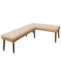 Banco de Canto Estofado Sira Suede Bege Pés Palito Castanho C05 - D'Rossi