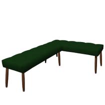 Banco de Canto Estofado Sira Suede Verde Pés Palito Castanho C05 - D'Rossi