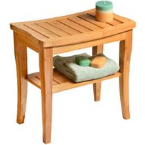 Banco de chuveiro Bambüsi Bamboo Small com prateleira de armazenamento 43x23x43cm Banco de chuveiro Bambüsi Bamboo Small com prateleira de armazenamento 43x23x43cm