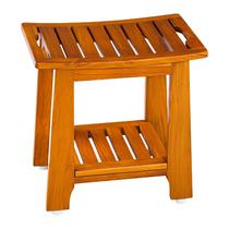 Banco de chuveiro de teca NNN 21 Standard com prateleira e alça de 300 kg Banco de chuveiro de teca NNN 21 Standard com prateleira e alça de 300 kg