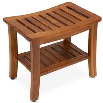 Banco de chuveiro de teca TeakCraft The Hermod 53 cm com prateleira de 300 kg