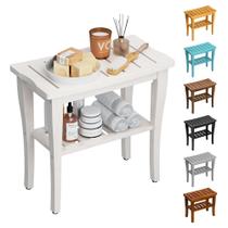 Banco de chuveiro Oridom Bamboo com armazenamento para adultos branco