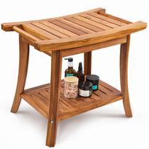 Banco de chuveiro Tinamo Teak Wood 22L com prateleira para chuveiro interno