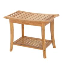 Banco de duche OasisSpace Bamboo 24cm impermeável com armazenamento