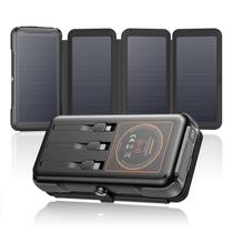 Banco de energia solar SOARAISE 25000mAh com 3 cabos e 3 LED