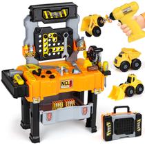 Banco de ferramentas Lehoo Castle Toddler com furadeira elétrica e veículos