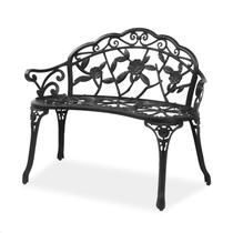 Banco de jardim VINGLI 98 cm em alumínio fundido com design de rosa Banco de jardim VINGLI 98 cm em alumínio fundido com design de rosa