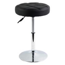 Banco de loja FURWOO Short Round PU acolchoado para salão preto