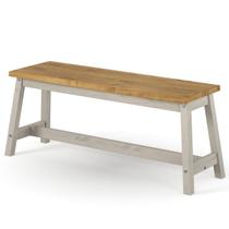 Banco de Madeira Maciça com Travessa Cinza Lavado Banco de Madeira Maciça com Travessa Cinza Lavado