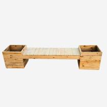 Banco De Madeira Pinus 2 Cachepôs 250cm Praça Jardim Varanda