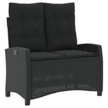 Banco de pátio reclinável vidaXL Black Poly Rattan com almofadas Banco de pátio reclinável vidaXL Black Poly Rattan com almofadas