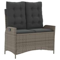 Banco de pátio reclinável vidaXL Grey Poly Rattan com almofadas Banco de pátio reclinável vidaXL Grey Poly Rattan com almofadas