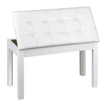 Banco de piano ZHRUNS Duet com armazenamento em couro branco acolchoado Banco de piano ZHRUNS Duet com armazenamento em couro branco acolchoado