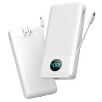 Banco de potência APHUWJ 33800mAh USB C com cabos e plugues integrados
