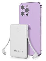 Banco de potência miisso 6000mAh Ultra Slim com cabos embutidos