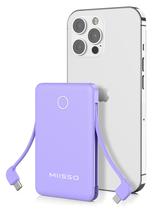 Banco de potência miisso 6000mAh Ultra Slim com cabos embutidos