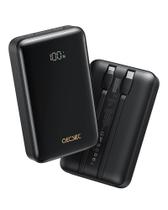 Banco de potência Qecvec 20000mAh 22,5 W com 2 cabos embutidos pretos