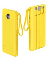 Banco de potência VRURC 10000mAh com cabos embutidos USB-C amarelo