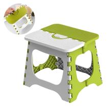 Banco Dobravel Portatil Com Alça Verde Infantil Adulto Desmontavel Plastico Externo Interno Camping