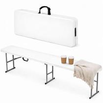 Banco dobrável portátil EconoHome 183 cm reforçado branco Banco dobrável portátil EconoHome 183 cm reforçado branco