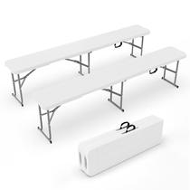 Banco dobrável portátil VINGLI 183 cm, branco, HDPE Banco dobrável portátil VINGLI 183 cm, branco, HDPE