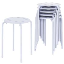 Banco Empilhável VECELO 45 cm de Altura Portátil Conjunto com 6 Unidades Branco