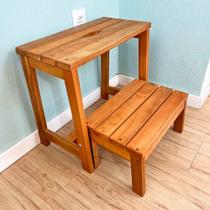 Banco Escada 2 Degraus de Madeira maciça Nozes