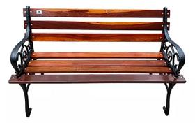 Banco Francês 100cm Madeira Maciça para 2 Lugares com Pés de Ferro Fundido Banco Francês 100cm Madeira Maciça para 2 Lugares com Pés de Ferro Fundido