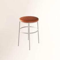 Banco Itália 65Cm Aço Branco material sintético Caramelo Impermeável Com Espuma 20Mm